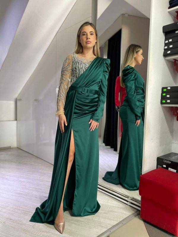 Rochie lunga verde smarald