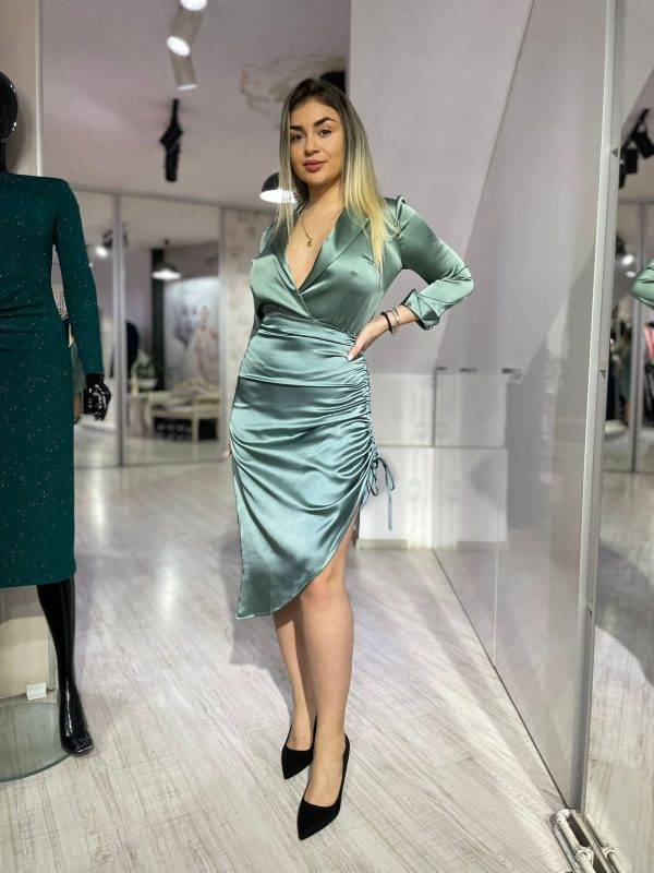 Rochie tip camasa olive