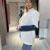 Sacou alb cu maneci de blug