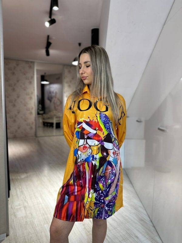 Rochie tip camasa vogue galbena