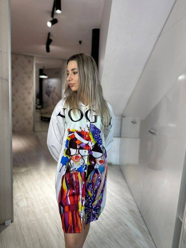 Rochie tip camasa vogue alba