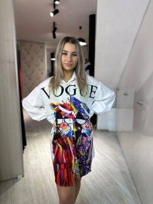 Rochie tip camasa vogue alba