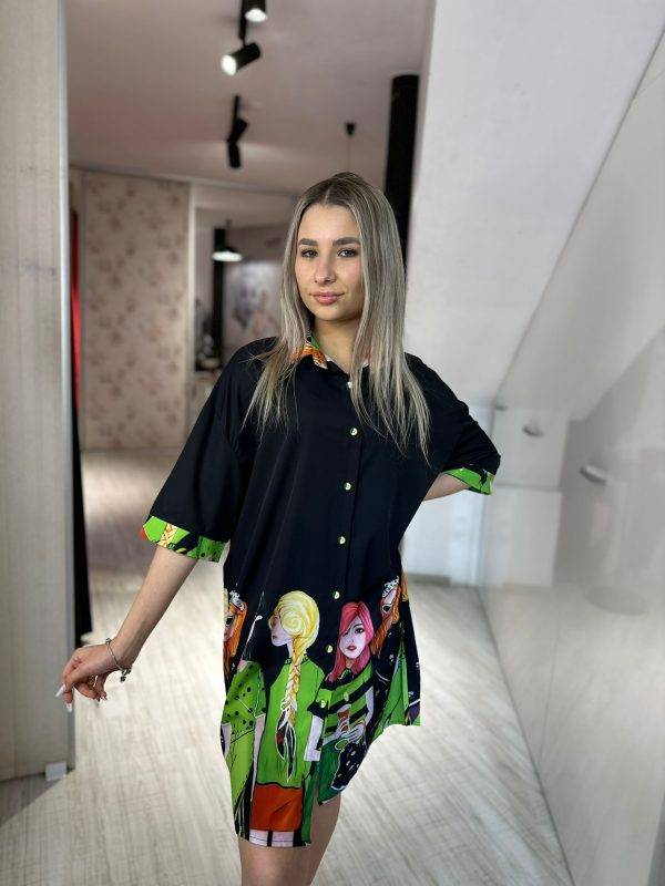 Rochie tip camasa maneca scurta black