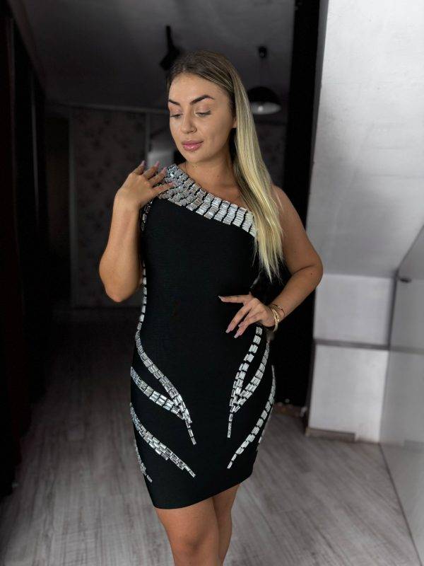 Rochie scurta  neagra bandage