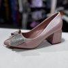 Pantof stiletto roze cu toc patrat