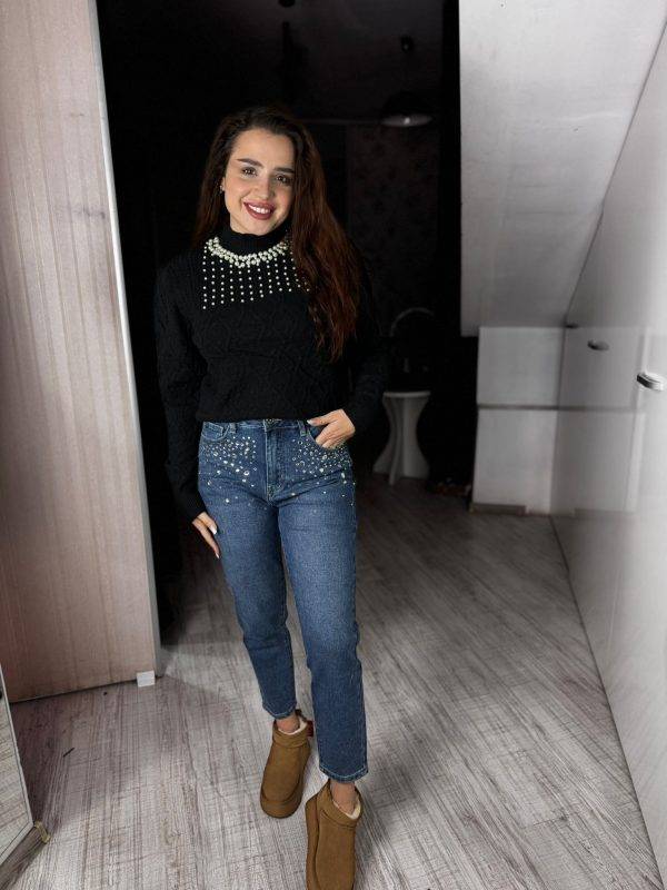 Blugi albastrii pietre sus