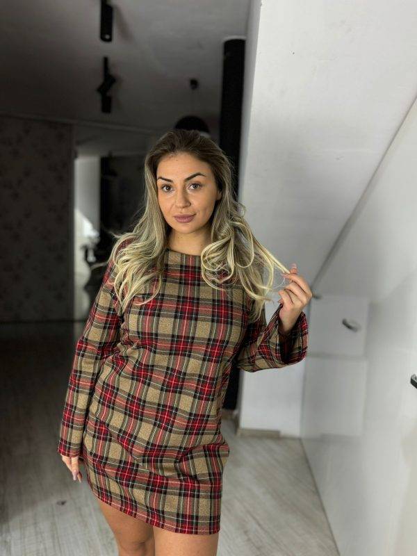 Rochie in carouri cu fundita