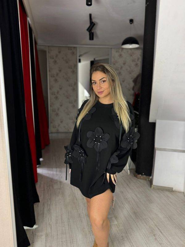 Bluza lunga cu flori 3d