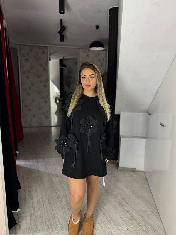 Bluza lunga cu flori 3d