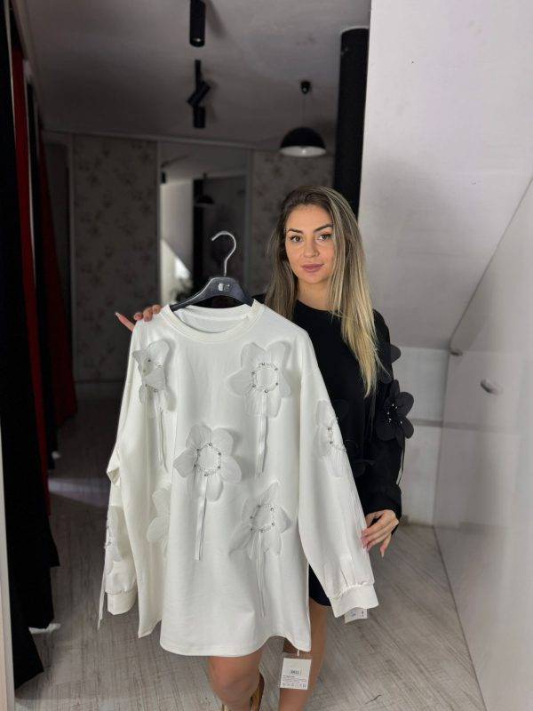 Bluza lunga cu flori 3d