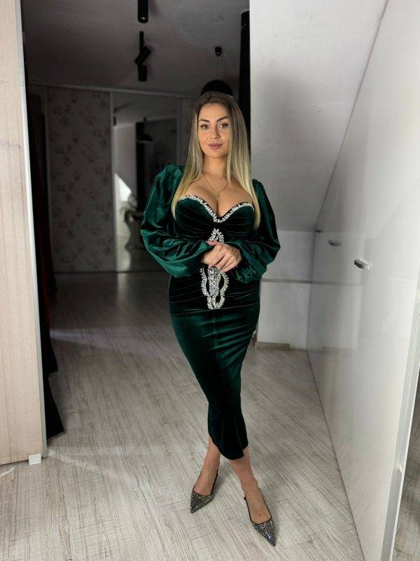 Rochie verde din catifea