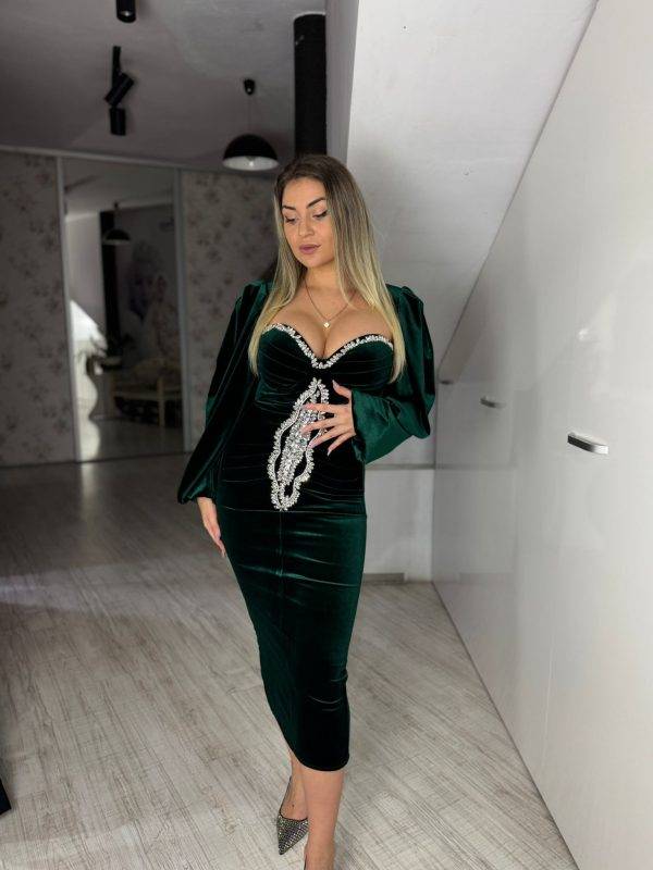 Rochie verde din catifea