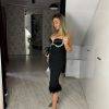 Rochie neagra cu puf