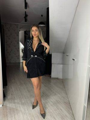 Rochie sacou cu franjuri