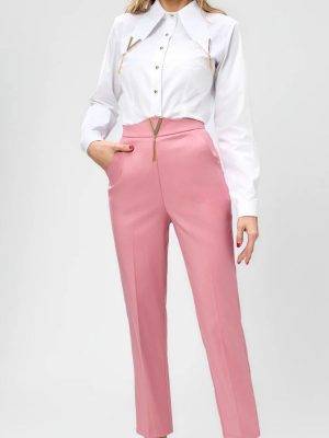 Pantaloni cu talie inalta si detalii aurii