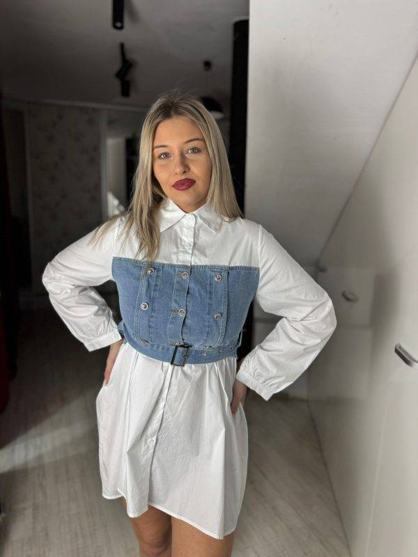 Camasa tip rochie albastra si neagra