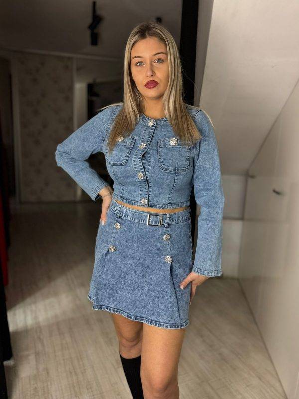 Compleu cu fusta de blug