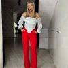 Pantalon rosu evazat