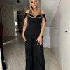 Salopeta neagra cu pantalon plisat