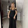 Salopeta neagra cu pantalon plisat