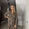 Rochie print cu volane