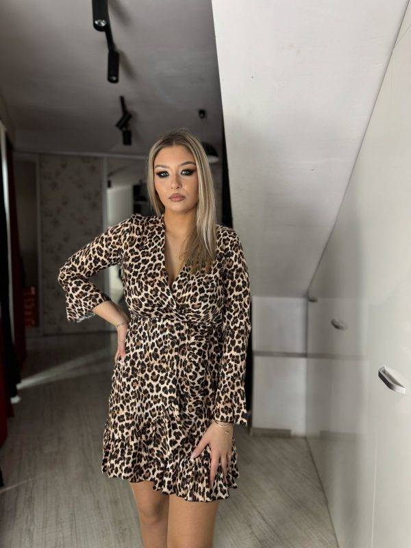 Rochie print cu volane