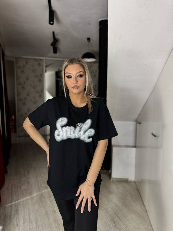 Tricou negru smile