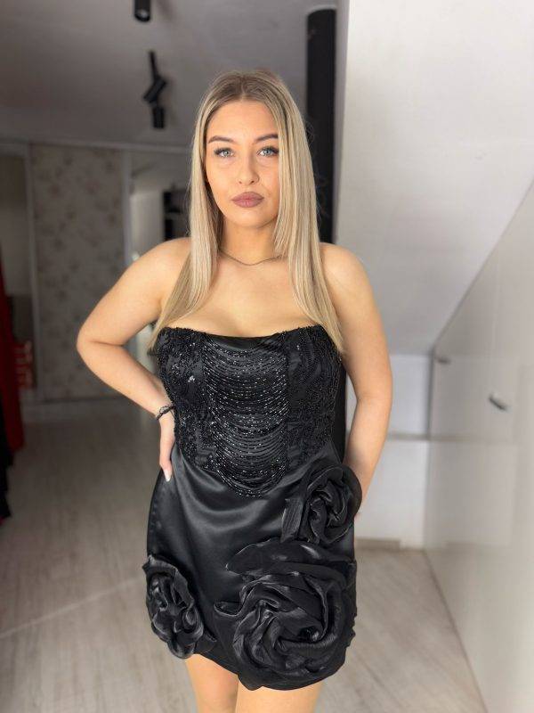 Rochie scurta neagra cu pietricele