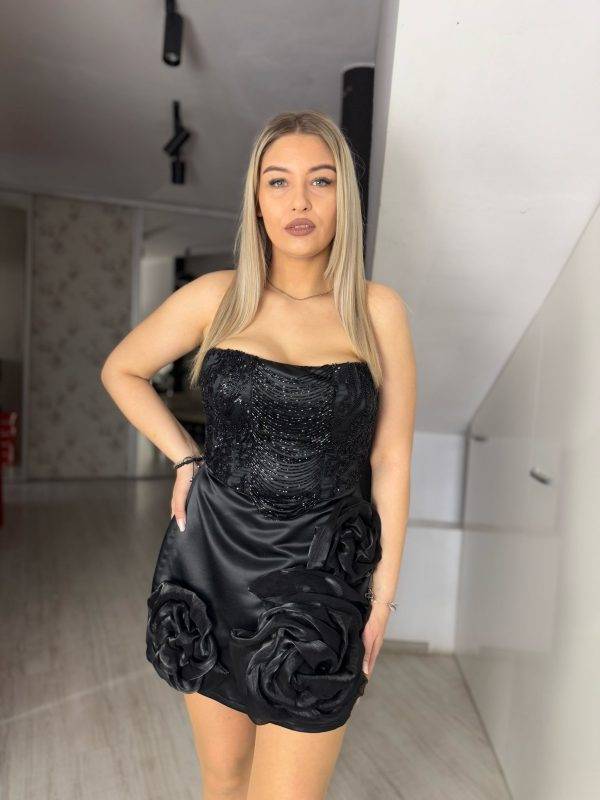 Rochie scurta neagra cu pietricele