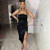 Rochie midi ,neagra din tafta