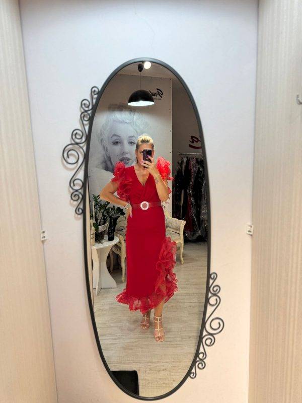 Rochie carla rosie cu volane