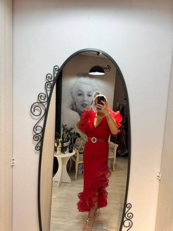 Rochie carla rosie cu volane