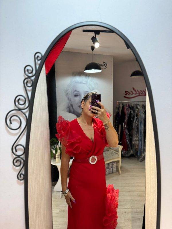 Rochie carla rosie cu volane