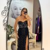 Rochie midi black cu pene si pietre