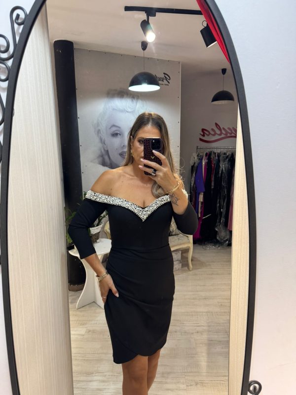 Rochie scurta black cu perle