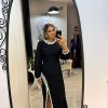 Rochie midi black cu perle si maneci bufante