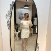 Rochie white cu maneci din dantela