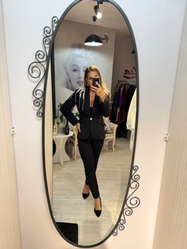 Compleu 2 piese black cu insertii argintii