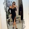 Rochie midi black cu slit lateral