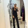 Compleu negru cu pantalon evazat