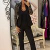 Compleu negru cu pantalon evazat