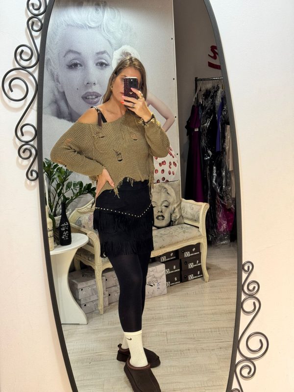 Fusta pantalon cu franjuri