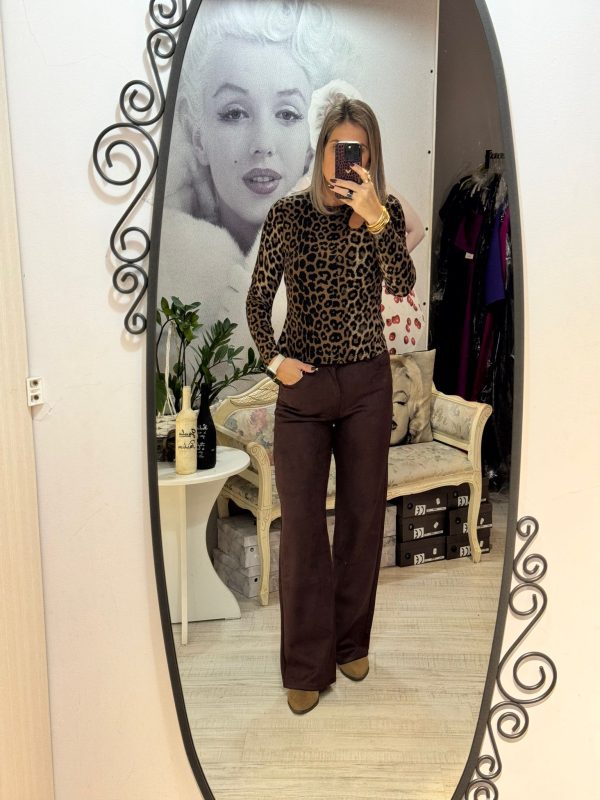 Pantalon drept din catifea moale