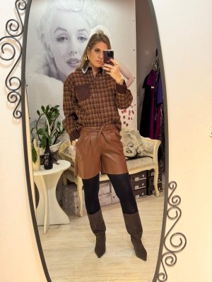 Camasa in carouri cu guler accesorizat cu pietricele