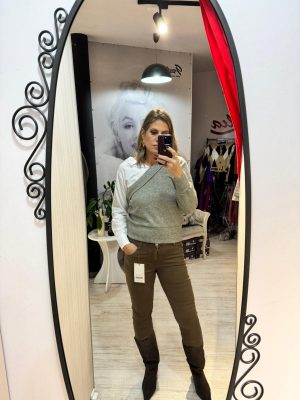 Bluza kaki cu maneca din camasa