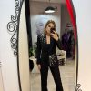 Compleu negru din doua piese cu pantalon evazat