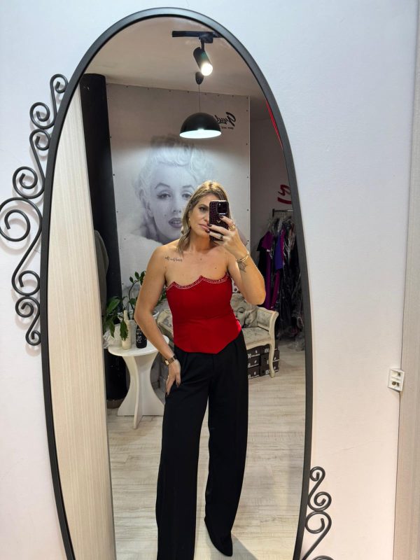 Corset rosu din catifea