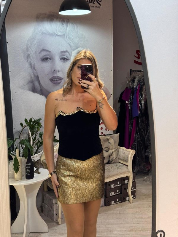 Compleu 2 piese:corset catifea si fusta