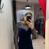 Rochie midi bleumarin din catifea