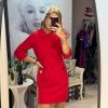 Rochie rosie cu maneci 3/4